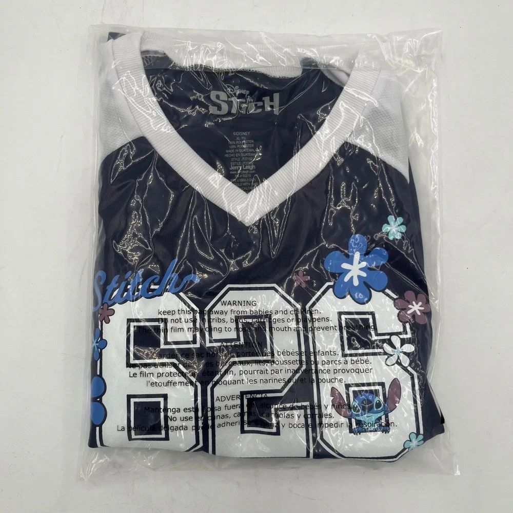 NEW!! Disney Lilo and Stitch Sports Jersey‎ #626 Blue and White - Size: XL/TG